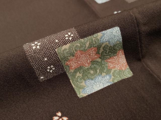 平和屋着物●上質な小紋　色紙重ね草花文　正絹　逸品　DABI2742ud