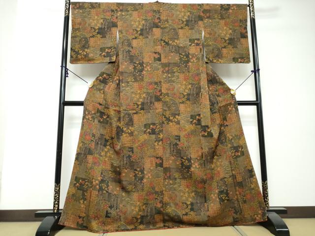平和屋着物●上質な小紋　草花文　正絹　逸品　未使用　DABI2743ud