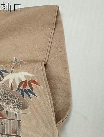 平和屋着物●訪問着　駒刺繍　流水風景草花文　暈し染め　金彩　正絹　逸品　DABI2744ud