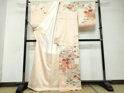 平和屋着物●訪問着　御所車花鳥文　暈し染め　金彩　正絹　逸品　DABI2746ud