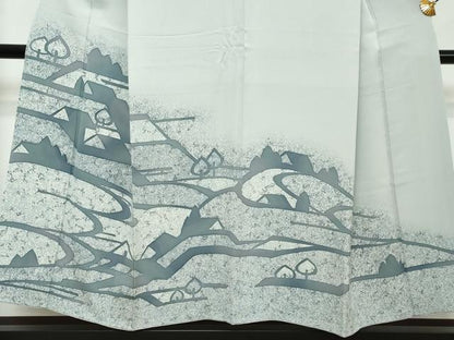 平和屋着物●訪問着　ろうけつ染め　風景文　正絹　逸品　DABI2747ud