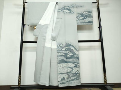 平和屋着物●訪問着　ろうけつ染め　風景文　正絹　逸品　DABI2747ud