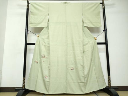 平和屋着物●色留訪問着　総刺繍　草花文　金糸　銀彩　正絹　逸品　未使用　DABI2748ud