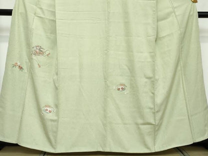 平和屋着物●色留訪問着　総刺繍　草花文　金糸　銀彩　正絹　逸品　未使用　DABI2748ud