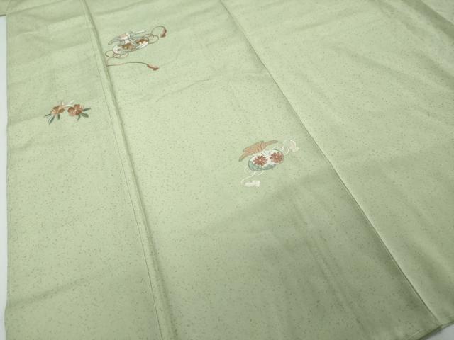 平和屋着物●色留訪問着　総刺繍　草花文　金糸　銀彩　正絹　逸品　未使用　DABI2748ud