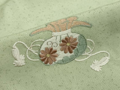 平和屋着物●色留訪問着　総刺繍　草花文　金糸　銀彩　正絹　逸品　未使用　DABI2748ud