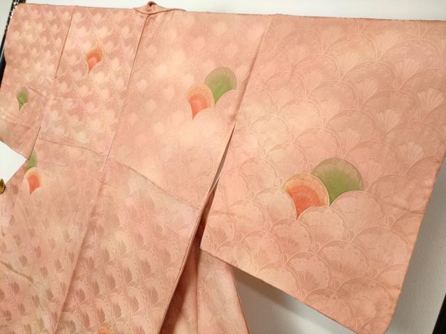 平和屋着物●訪問着　地紋起こし　青海波舞蝶文　暈し染め　正絹　逸品　DABI2752ud