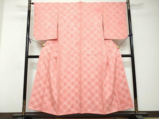 平和屋着物●上質な小紋　絞り　地紋起こし　七宝文　正絹　逸品　DABI2753ud