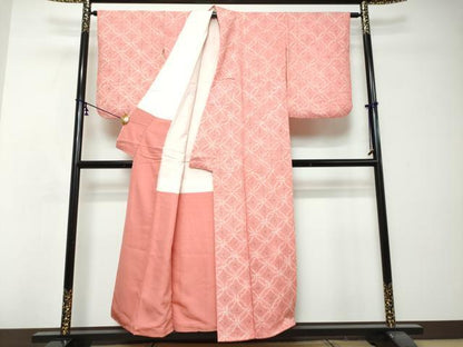 平和屋着物●上質な小紋　絞り　地紋起こし　七宝文　正絹　逸品　DABI2753ud