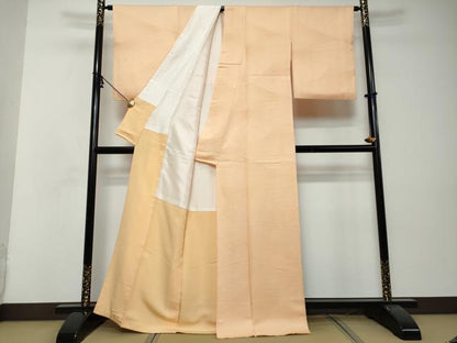 平和屋着物●上質な色無地　切嵌地紋　肉色　正絹　逸品　DABI2757ud