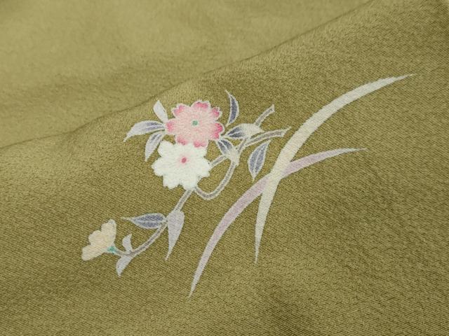 平和屋着物●上質な小紋　友禅　草花文　正絹　逸品　DABI2759ud