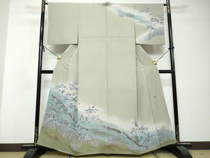 平和屋着物●訪問着　友禅　作家物　流水人物風景文　暈し染め　金彩　正絹　逸品　DABI2764ud
