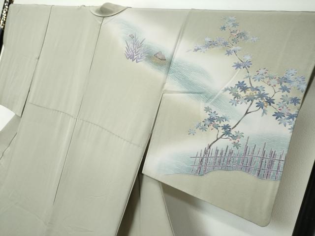 平和屋着物●訪問着　友禅　作家物　流水人物風景文　暈し染め　金彩　正絹　逸品　DABI2764ud
