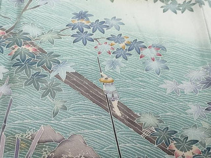 平和屋着物●訪問着　友禅　作家物　流水人物風景文　暈し染め　金彩　正絹　逸品　DABI2764ud