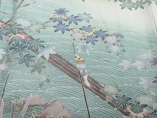 平和屋着物●訪問着　友禅　作家物　流水人物風景文　暈し染め　金彩　正絹　逸品　DABI2764ud