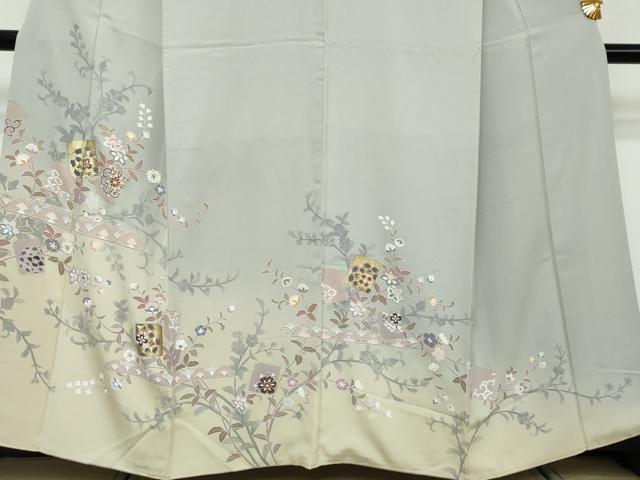 平和屋着物●訪問着　破れ色紙草花文　暈し染め　金彩　正絹　逸品　DABI2768ud