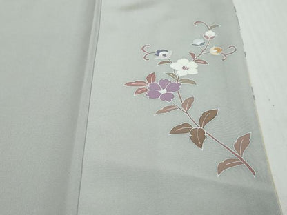 平和屋着物●訪問着　破れ色紙草花文　暈し染め　金彩　正絹　逸品　DABI2768ud