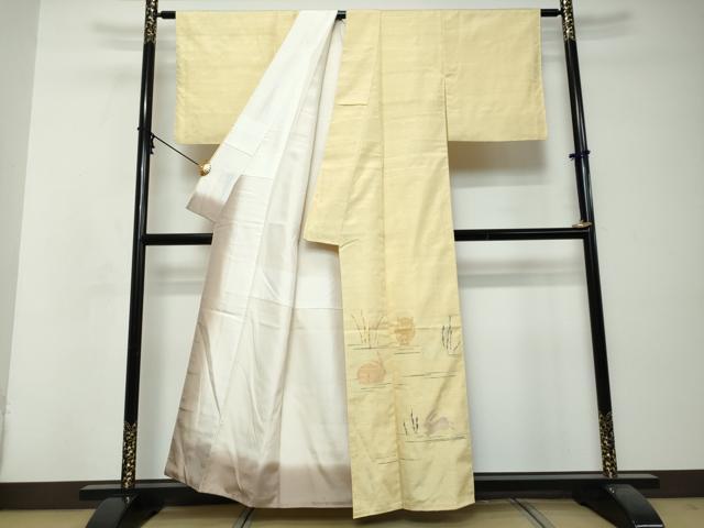 平和屋着物●能州紬　絲藝苑　上島洋山　訪問着　うさぎ　兎　正絹　逸品　未使用　DABI2770ud