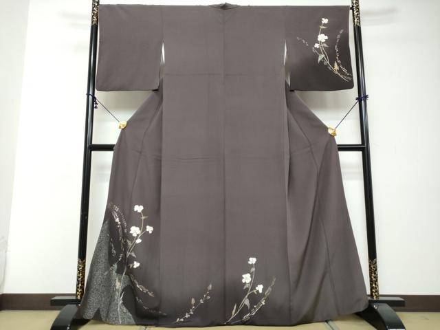 平和屋着物●訪問着　草花文　暈し染め　金彩　正絹　逸品　DABI2772ud