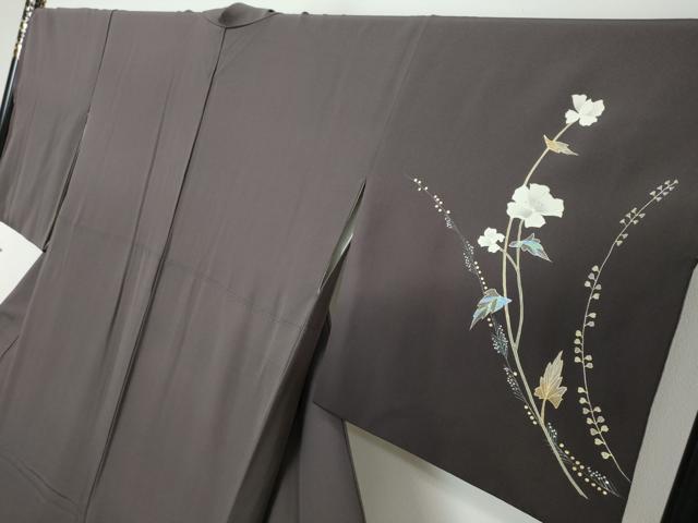 平和屋着物●訪問着　草花文　暈し染め　金彩　正絹　逸品　DABI2772ud