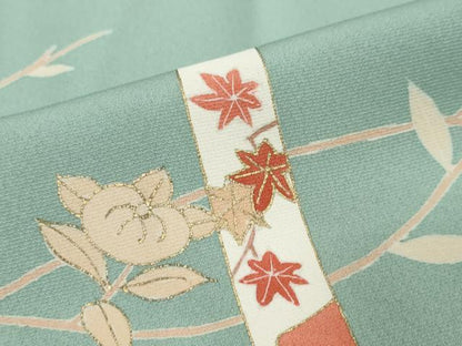 平和屋着物●訪問着　駒刺繍　短冊草花文　金彩　正絹　逸品　DABI2773ud