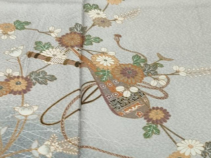平和屋着物●訪問着　楽器草花文　暈し染め　金彩　正絹　逸品　DABI2779ud