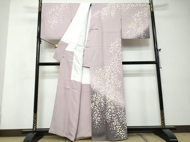 平和屋着物●訪問着　作家物　駒刺繍　枝花文　暈し染め　金彩　さが美扱い　正絹　逸品　DABI2782ud