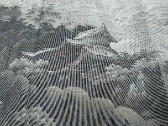 平和屋着物●本場大島紬　白大島　名匠たかし　訪問着　7マルキ　総絣　樹林風景文　さが美扱い　正絹　逸品　未使用　DABI2783ud