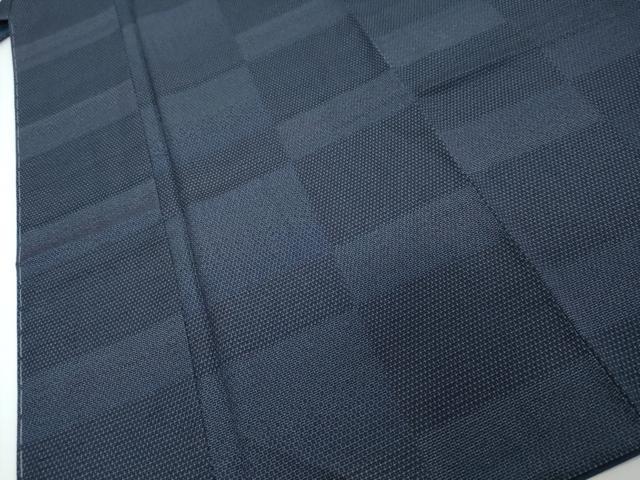 平和屋着物●本塩沢　110亀甲　変わり格子文　正絹　逸品　DABI2785ud