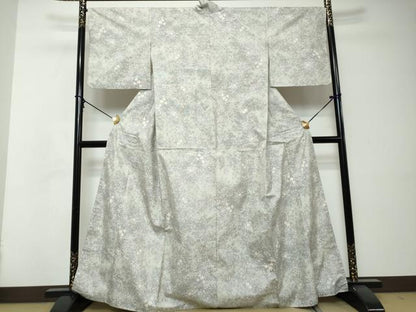 平和屋着物●本場大島紬　白大島　枝花文　正絹　逸品　DABI2786ud