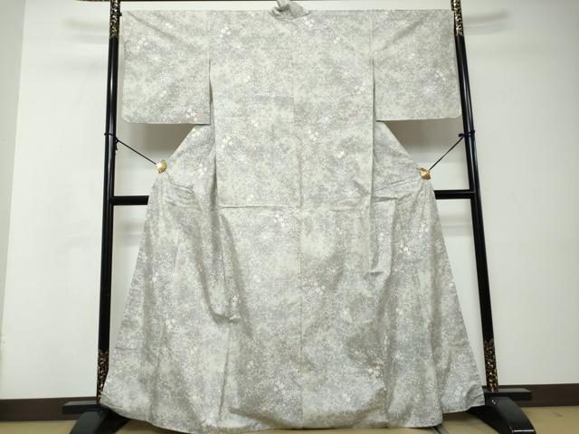 平和屋着物●本場大島紬　白大島　枝花文　正絹　逸品　DABI2786ud