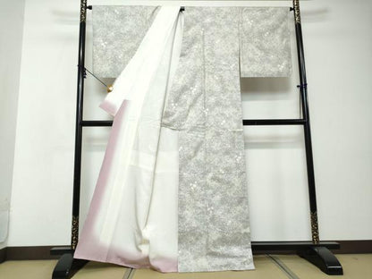 平和屋着物●本場大島紬　白大島　枝花文　正絹　逸品　DABI2786ud