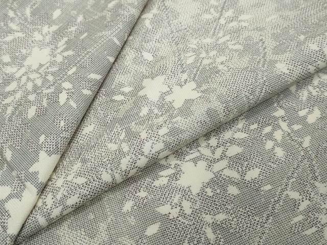 平和屋着物●本場大島紬　白大島　枝花文　正絹　逸品　DABI2786ud