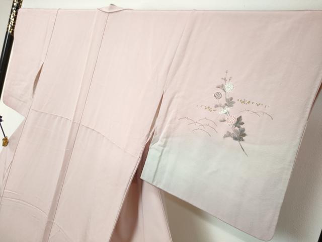 平和屋着物●十日町　名門　滝泰謹製　訪問着　絞り　流水草花文　暈し染め　金彩　正絹　逸品　DABI2789ud