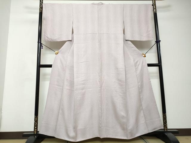 平和屋着物●上質な小紋　変わり格子文　正絹　逸品　DABI2791ud