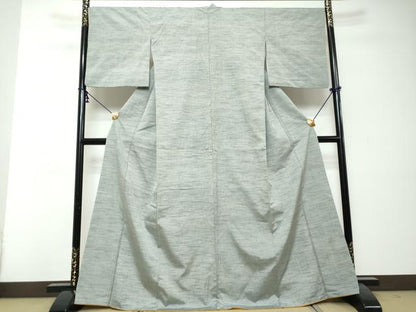 平和屋着物●上質な紬　湊鼠色　正絹　逸品　DABI2792ud