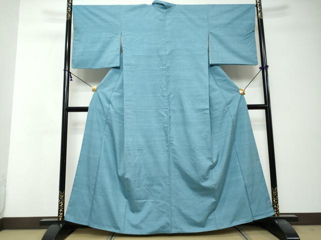 平和屋着物●結城紬　薄藍色　正絹　逸品　DABI2793ud