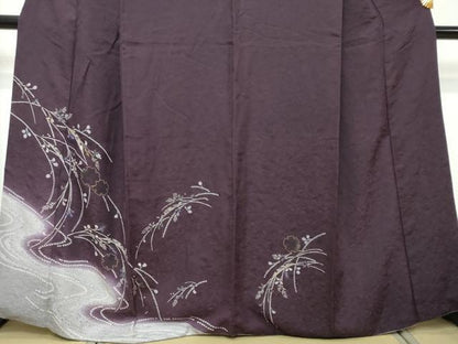 平和屋着物●訪問着　雪輪鹿の子草花文　暈し染め　金彩　正絹　逸品　DABI2796ud