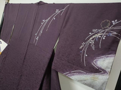 平和屋着物●訪問着　雪輪鹿の子草花文　暈し染め　金彩　正絹　逸品　DABI2796ud