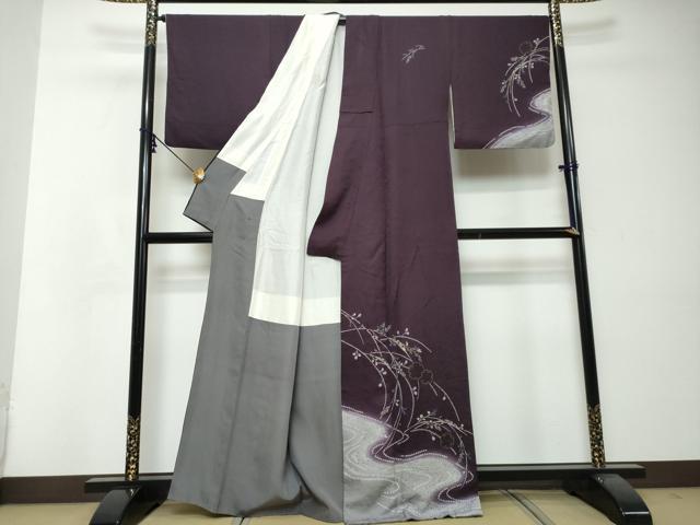 平和屋着物●訪問着　雪輪鹿の子草花文　暈し染め　金彩　正絹　逸品　DABI2796ud