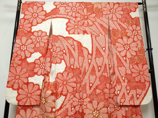 平和屋着物●豪華振袖　総絞り　駒刺繍　孔雀花文　金彩　正絹　逸品　DABI2797ud