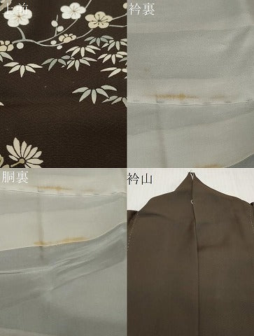 平和屋着物●訪問着　刺繍　草花文　正絹　逸品　DABI2798ud