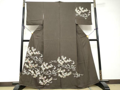 平和屋着物●訪問着　刺繍　草花文　正絹　逸品　DABI2798ud
