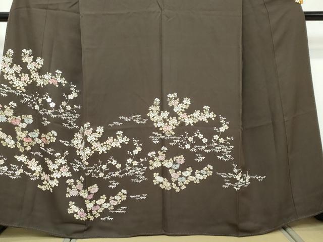 平和屋着物●訪問着　刺繍　草花文　正絹　逸品　DABI2798ud