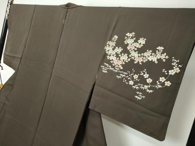 平和屋着物●訪問着　刺繍　草花文　正絹　逸品　DABI2798ud