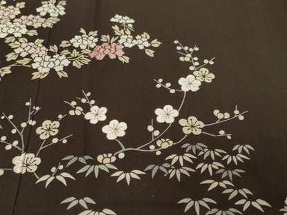 平和屋着物●訪問着　刺繍　草花文　正絹　逸品　DABI2798ud