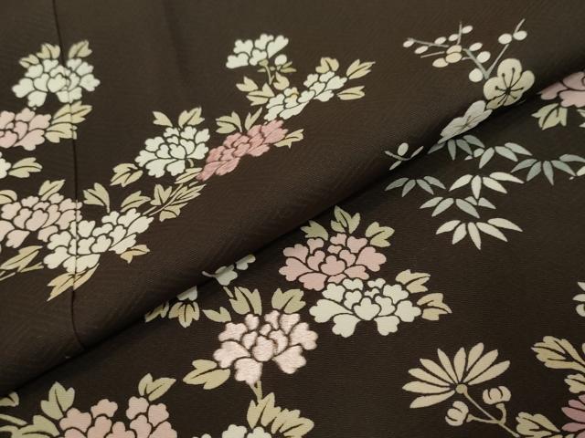 平和屋着物●訪問着　刺繍　草花文　正絹　逸品　DABI2798ud