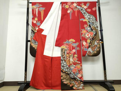 平和屋着物●豪華振袖　御所車草花文　暈し染め　金彩　正絹　逸品　DABI2800ud