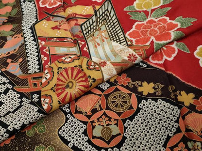 平和屋着物●豪華振袖　御所車草花文　暈し染め　金彩　正絹　逸品　DABI2800ud