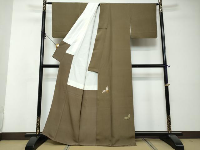 平和屋着物●色留訪問着　総刺繍　舞蝶文　金糸　正絹　逸品　DABI2802ud